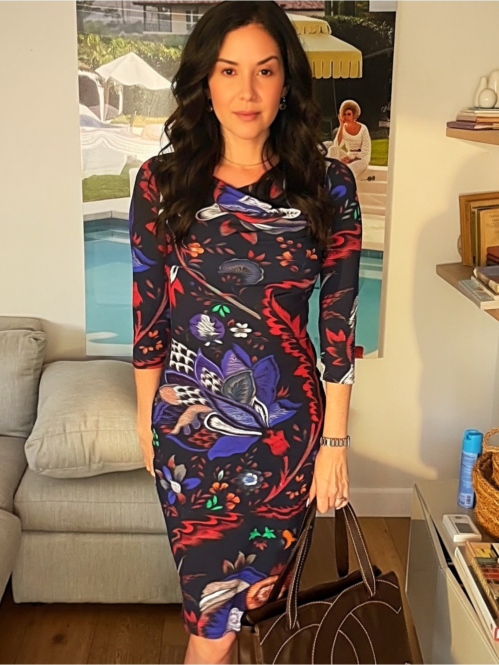 Roberto Cavalli Vintage Floral Bodycon Midi Dress IT 40